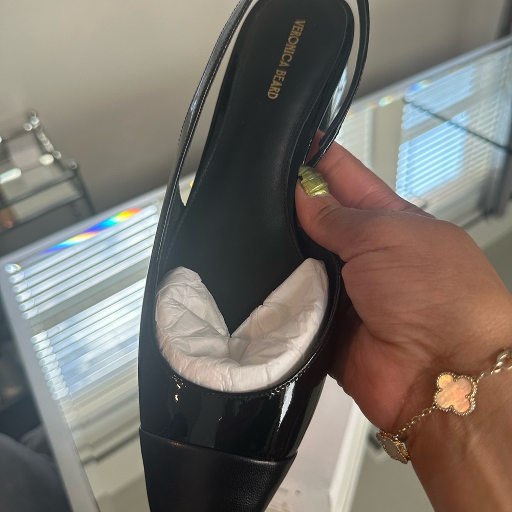 Veronica Beard Black Cecile Mixed Leather Slingback Flats NWT - Picture 11 of 11